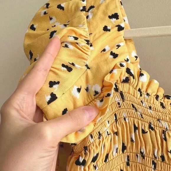 Amanda Uprichard Women's Yellow Monaco Smocked Floral Print Top, Size XS - Picture 16 of 16